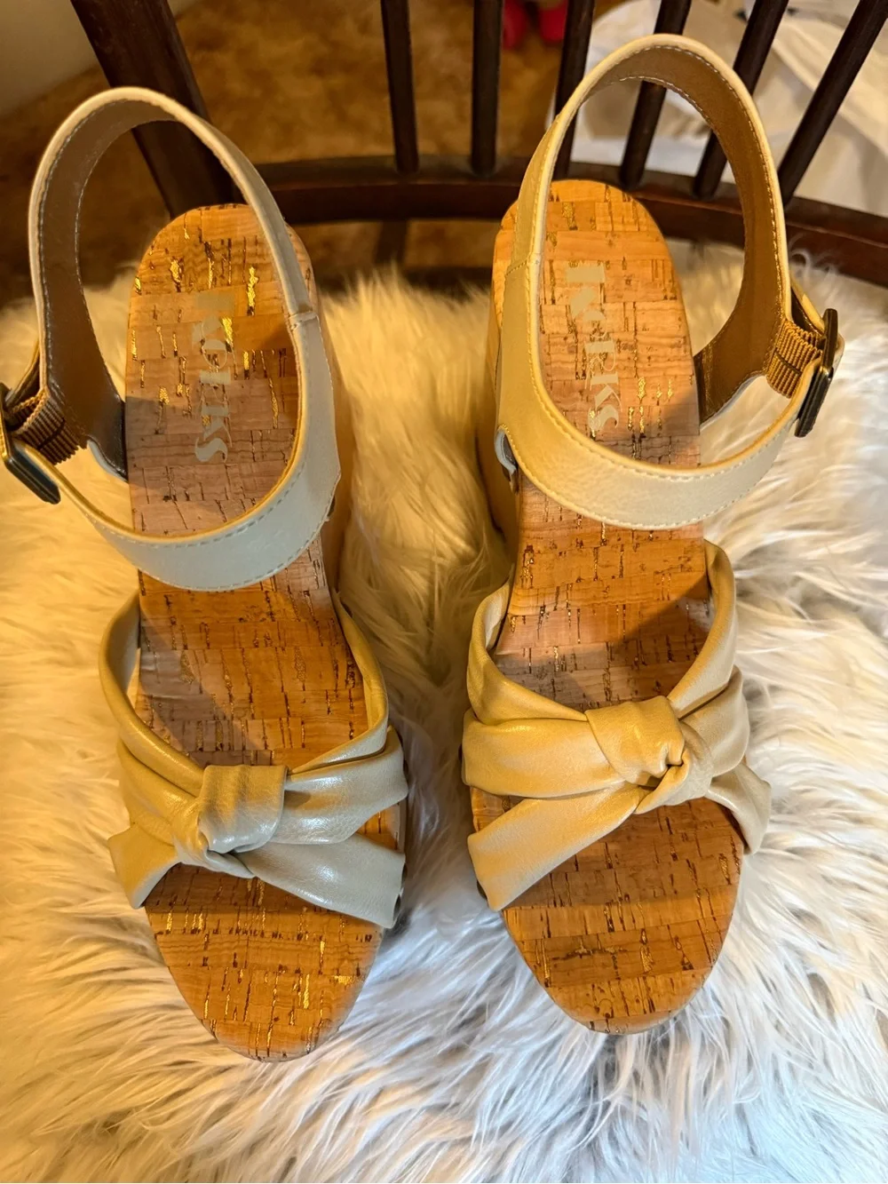 KORKS 'Dawson' Ivory Leather Platform Sandals w/4.5